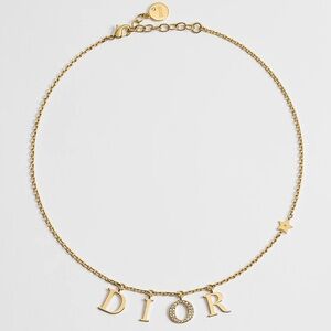 Dior Gold Letter Charm Necklace